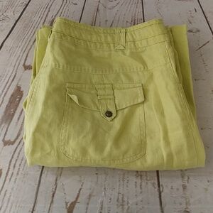 Vantarsi Wide Leg Linen Pants Light Green Size XL